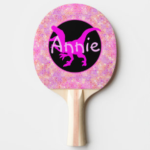 Personalised Pink Dinosaur Hide Ping Pong Paddle