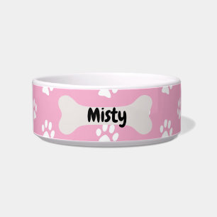 Personalised  Pink Dog Puppy Paw Print Bowl