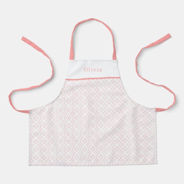 Personalised Pink Dot Shapes Apron. Apron (Front)