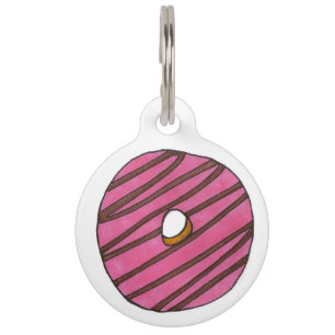 Personalised Pink Doughnut Doughnut Foodie Dog Tag