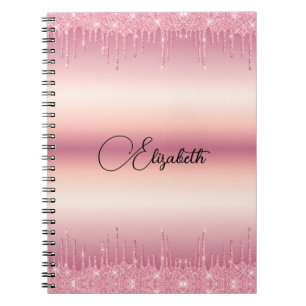 Personalised Pink Dripping Glitter Notebook