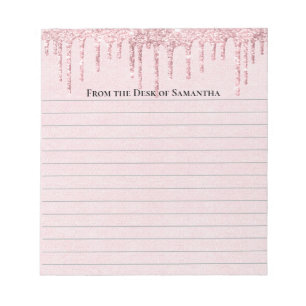 Personalised Pink Dripping Glitter Trendy Lined  Notepad