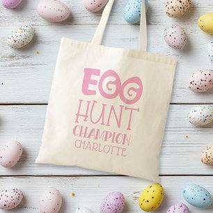 Personalised Pink Easter Egg Hunt Champion Tote Bag