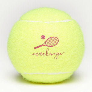 Personalised Pink Elegant Modern Script Name Tennis Balls