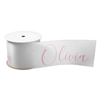 Personalised Pink Elegant Name Modern Satin Ribbon