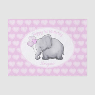 Personalised Pink Elephant 1st Birthday Nursery Tissue Paper