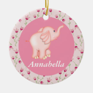 Personalised Pink Elephant Baby Birth Ornament