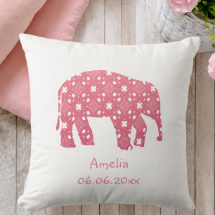 Personalised Pink Elephant Baby  Cushion