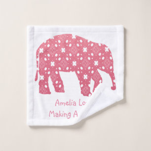 Personalised Pink Elephant  Wash Cloth