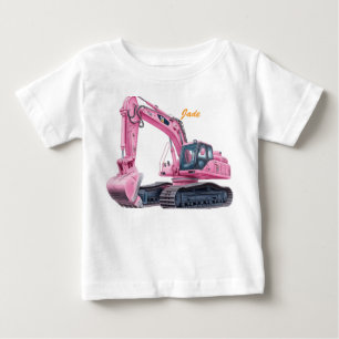 Personalised Pink Excavator Toddler T-Shirt