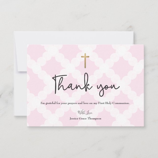Personalised Pink First Holy Communion Thank You C (Front)