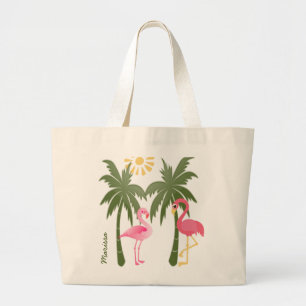 Personalised Pink Flamingo Beach Tote