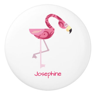 Personalised Pink Flamingo Bird Ceramic Knob