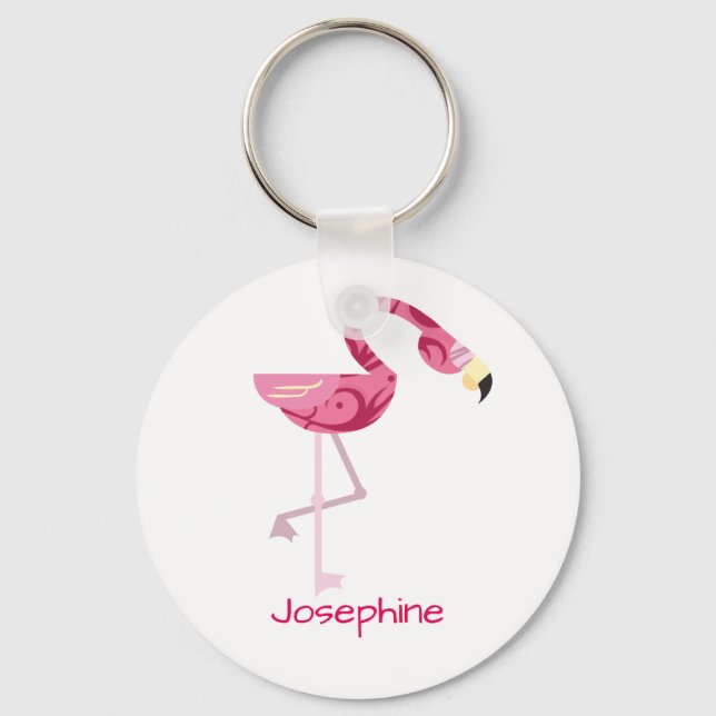 Personalised Pink Flamingo Bird Key Ring (Front)