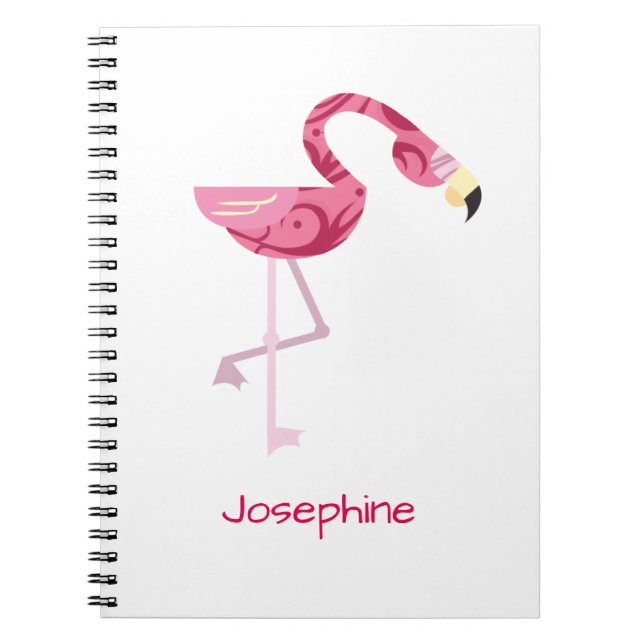 Personalised Pink Flamingo Bird Notebook (Front)