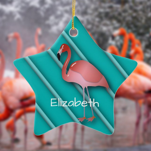 Personalised Pink Flamingo Ceramic Ornament (Creator Uploaded)