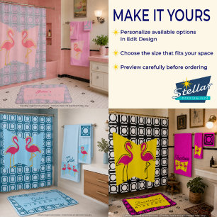 Personalised Pink Flamingo Mid-Century Modern Towe Bath Towel Set