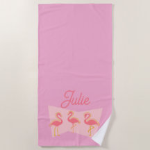 Personalised Pink Flamingo Mid-Century Modern Towe