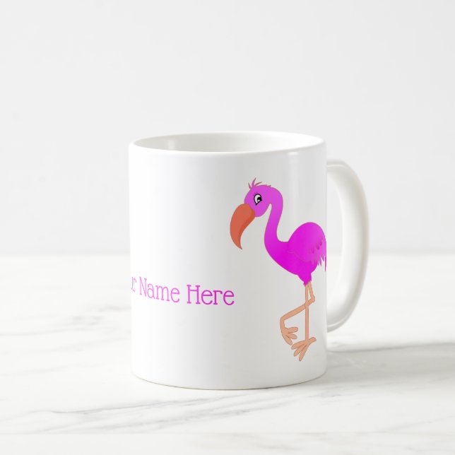 Personalised Pink Flamingo Mug with Custom Name (Front Right)
