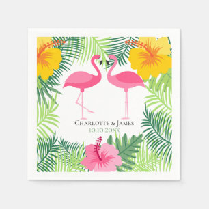 Personalised Pink Flamingo Tropical Aloha Napkin