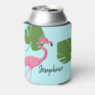 Personalised Pink Flamingo Tropical Bachelorette Can Cooler