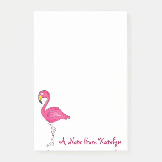 Personalised Pink Flamingo Tropical Island Bird Post-it Notes (Front)