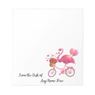 Personalised Pink Flamingo with Hearts  Notepad