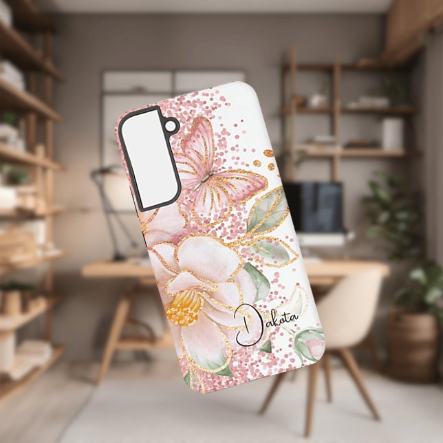 Personalised Pink Floral and Butterfly Phone Case (Creator Uploaded)
