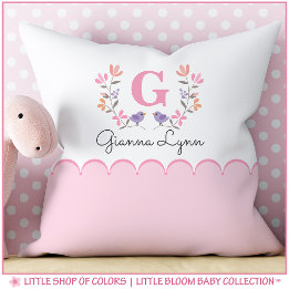 Personalised Pink Floral Baby Name Pillow for Girl