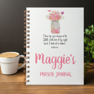Personalised  Pink floral Bible Verse Spiral  Notebook