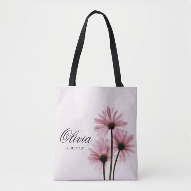 Personalised Pink Floral Bridesmaid Tote Bag (Front)