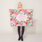 Personalised pink floral fleece baby blanket