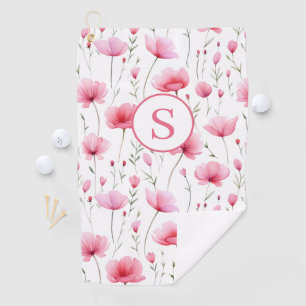 Personalised Pink Floral Golf Towel