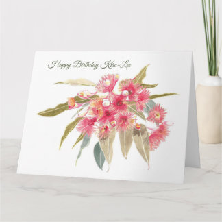 Personalised Pink Floral Happy Birthday Card