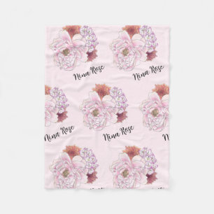 Personalised Pink Floral Kids Blanket with Name