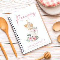 Personalised Pink Floral Kitchen Recipe Book