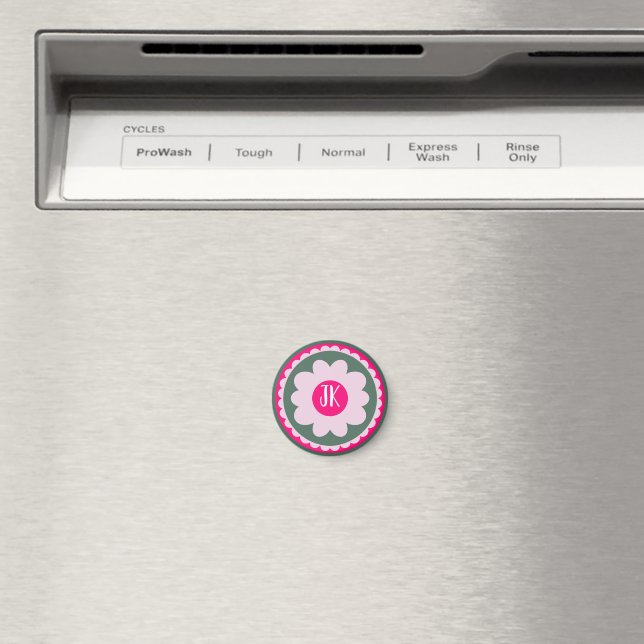 Personalised Pink Floral Magnet (In Situ (Dishwasher))