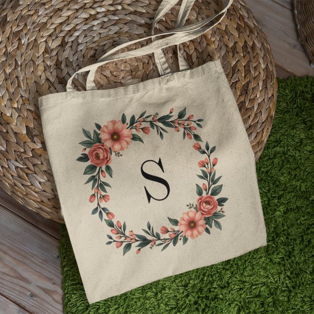Personalised Pink Floral Monogram Tote Bag (Creator Uploaded)