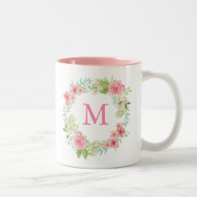 Personalised Pink Floral Mug