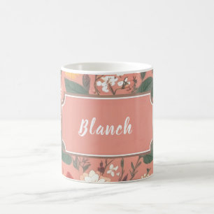 Personalised Pink Floral Pattern Coffee Mug