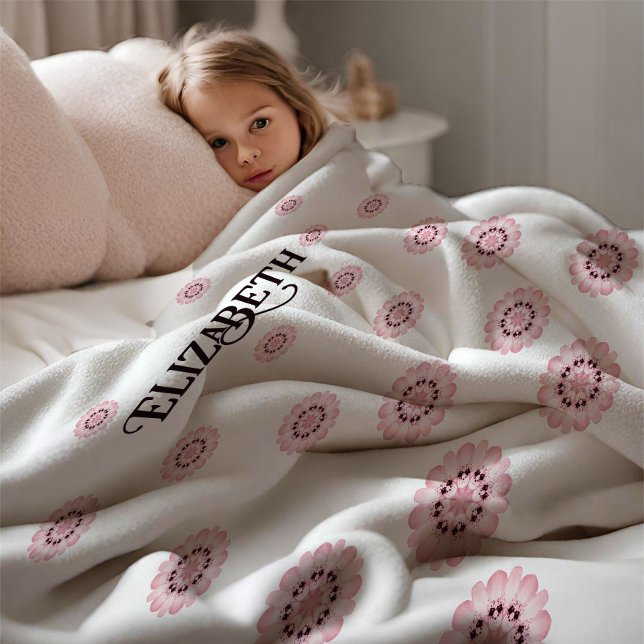 Personalised Pink Floral Pattern Fleece Blanket (Creator Uploaded)