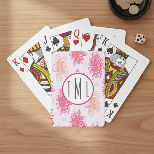 Personalised Pink Floral Playing Cards