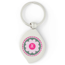 Personalised Pink Floral Swirl Keychain