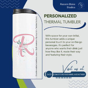 Personalised Pink Floral Thermal Tumbler