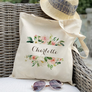 personalised Pink Floral Tote Bag Bridesmaid