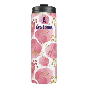 Personalised Pink Floral Travel Mug – Custom Name 