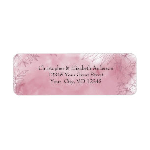 Personalised Pink Floral Watercolor return address Label