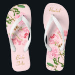 Personalised Pink Floral Wedding Bride Tribe Flip  Thongs<br><div class="desc">These personalised flip flops feature an elegant aesthetic design of pink peony flowers watercolor painting. The beautiful flip flops are a memorable gift for wedding party members: bride, bridesmaids, mother of the bride, maid of honour... They will add a stylish dose of glam to your wedding day, bachelorette party, or other celebration. ♥Customise...</div>