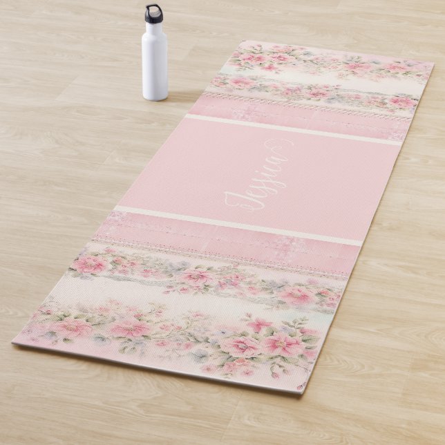 Personalised pink floral Yoga Mat (In Situ)