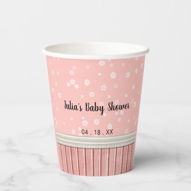Personalised Pink Florals Paper Cups (Back)